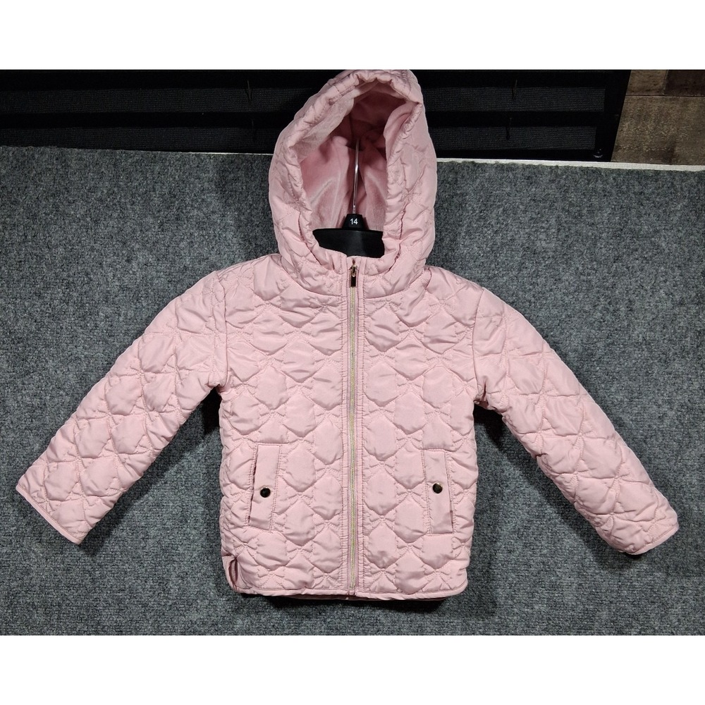 Maya Rayo Girls Pink Bow Quilted Faux Fur Lined Puffer Jacket 3T 76898T